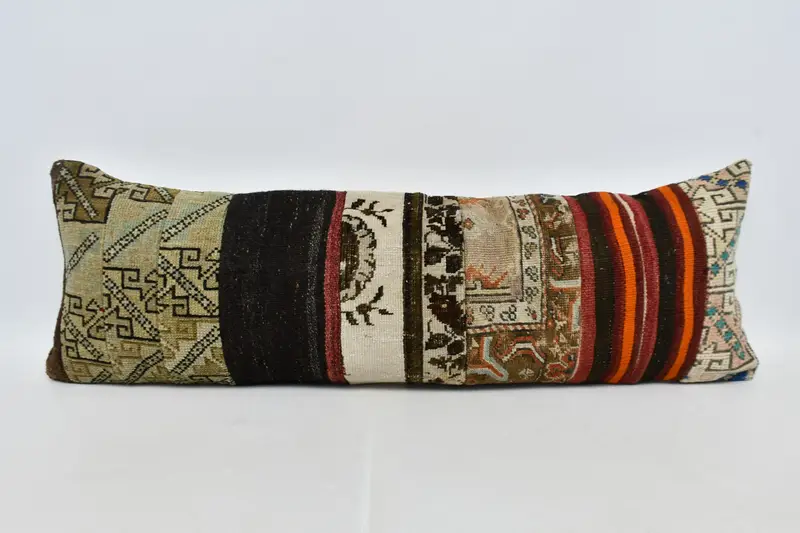 Cushion Cover, Boho Pillow, Interior Designer Pillow, 16x48 Brown Cushion Case, Kilim Pillow, Natural Pillow Case, Accent Throw Cushion - 1