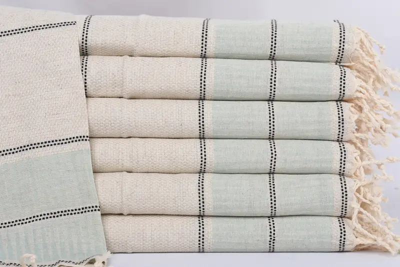 Personalized Hand Towel, Anniversary Gift For Her, Bachelor Towel, Xmas Gifts, Small Bath Towels, Personalized Dish Towel, 40x20 Linen Striped Towel - 1