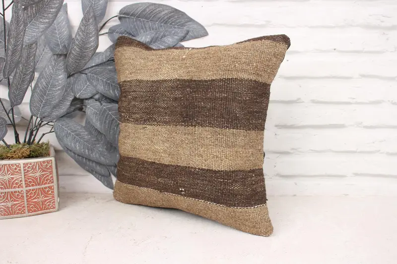 Pillow for Sofa, 14x14 Beige Pillow, Cotton Cushion Case, Decorative Pillow Sham, Interior Designer Pillow, Antique Pillows, Pillow Case - 4