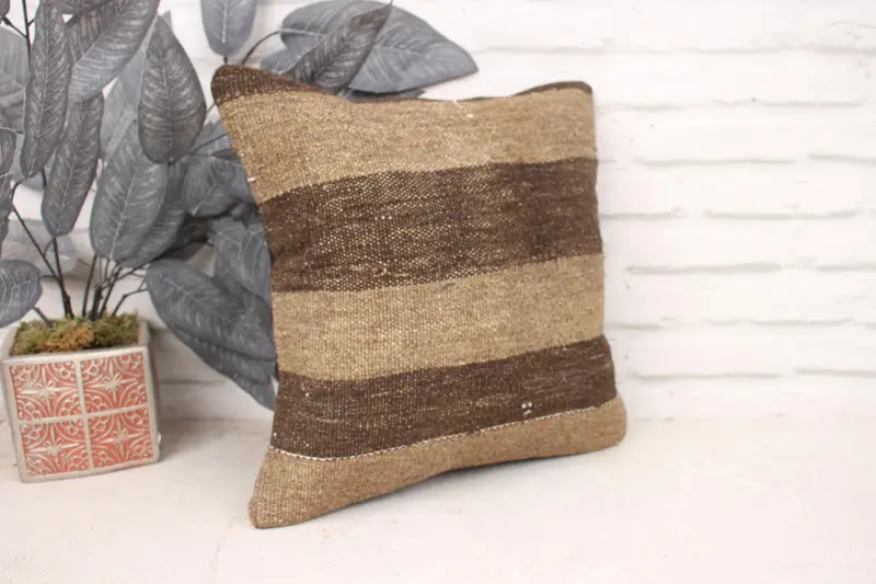 Pillow for Sofa, 14x14 Beige Pillow, Cotton Cushion Case, Decorative Pillow Sham, Interior Designer Pillow, Antique Pillows, Pillow Case - 3