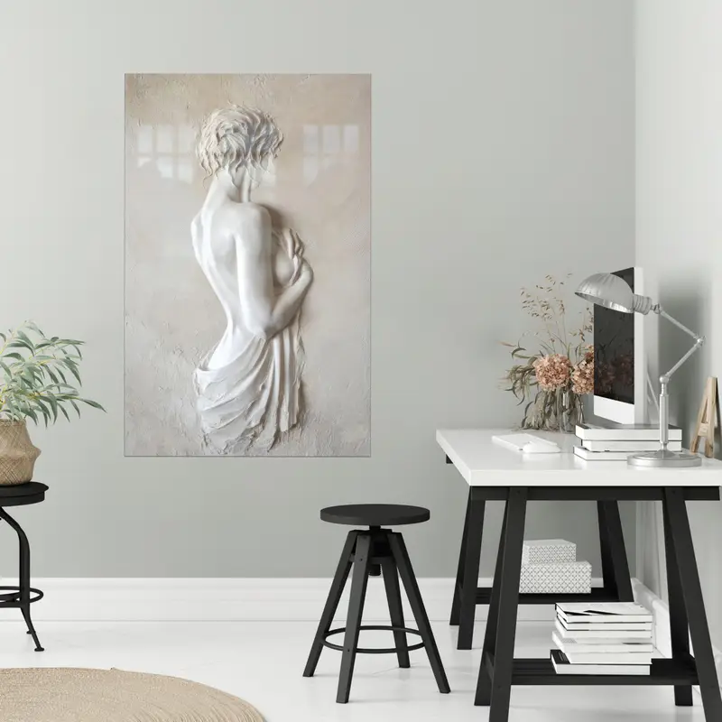 Trendy Soyut Kadın Camı: Mekanınız için Modern Baskılı Zarafet