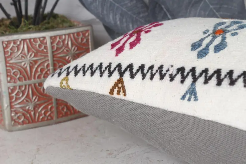 Ethnical Kilim Rug Pillow, Pillow Sham, Home Decor Pillow, Kilim Pillow Cover, 8x16 Beige Pillow Cover, Neutral Cushion Cover - 7