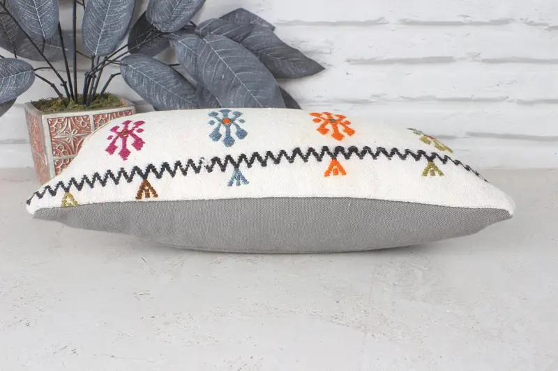 Ethnical Kilim Rug Pillow, Pillow Sham, Home Decor Pillow, Kilim Pillow Cover, 8x16 Beige Pillow Cover, Neutral Cushion Cover - 5
