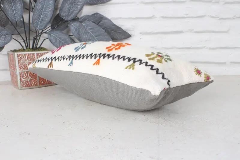 Ethnical Kilim Rug Pillow, Pillow Sham, Home Decor Pillow, Kilim Pillow Cover, 8x16 Beige Pillow Cover, Neutral Cushion Cover - 6