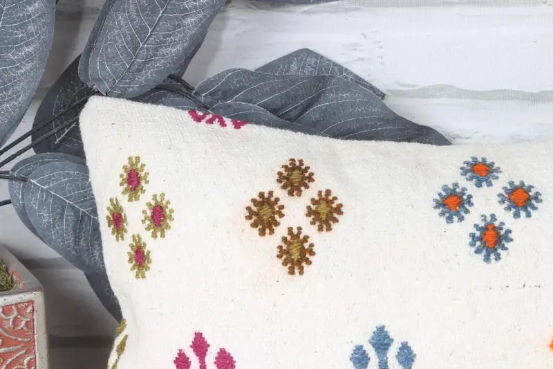 Ethnical Kilim Rug Pillow, Pillow Sham, Home Decor Pillow, Kilim Pillow Cover, 8x16 Beige Pillow Cover, Neutral Cushion Cover - 2