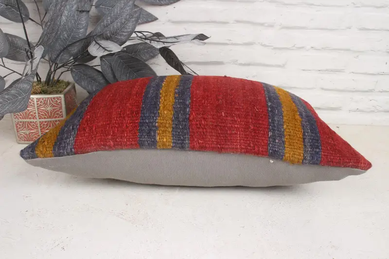 Kilim Cushion Sham, Turkish Pillow, Pillow Case, Natural Pillow Cover, Oriental Pillow Case, Gift Pillow, Tapestry Pillow Case, 12x20 Red Cushion - 5