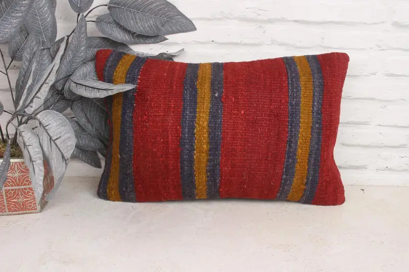 Kilim Cushion Sham, Turkish Pillow, Pillow Case, Natural Pillow Cover, Oriental Pillow Case, Gift Pillow, Tapestry Pillow Case, 12x20 Red Cushion - 1