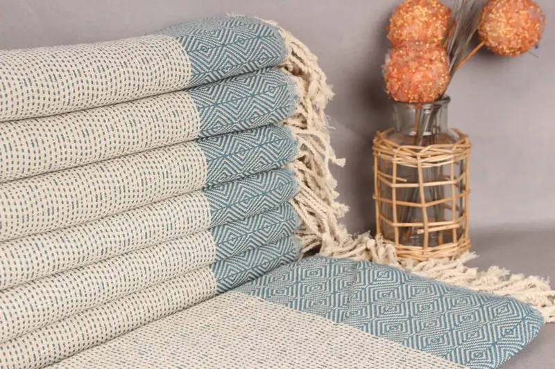 Petrol Mavisi Pamuk Banyo Havlusu, 40x71 İnç, Organik Pamuk İpliği