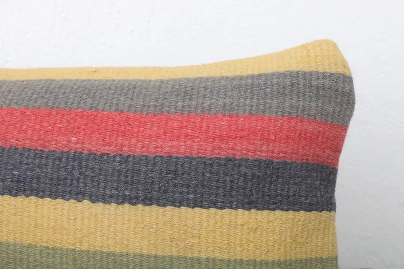 Ethnical Kilim Rug Pillow, Ethnic Pillow Sham, Wholesale Pillow Sham, Pillow for Sofa, Kilim Cushion Sham, 12x24 Yellow Pillow Cover, Pillow Case - 5