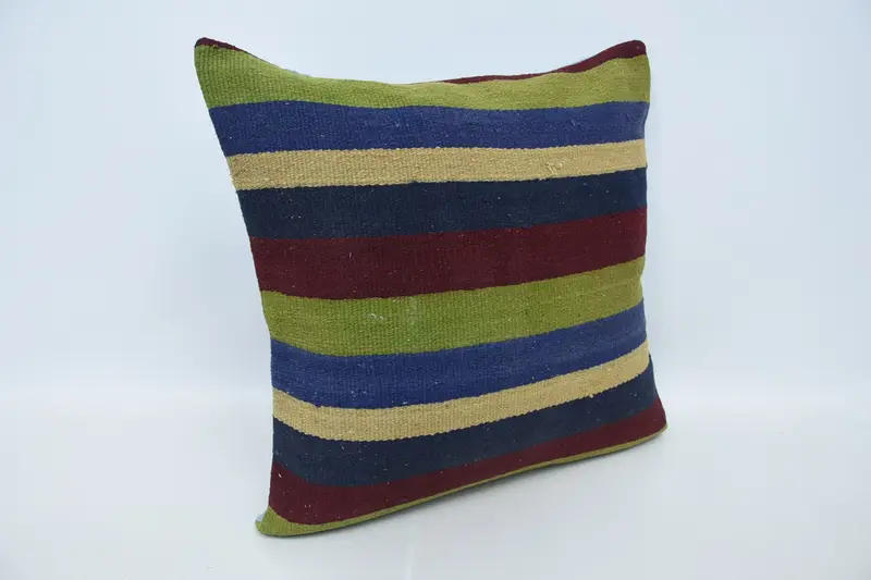 Pillow Sham, Cozy Throw Pillow, Vintage Kilim Pillow, Tapestry Cushion Case, Vintage Kilim Throw Pillow, Antique Pillows, 24x24 Blue Cushion Cover - 3