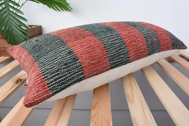Pillow Cover, Floor Cushion, Boho Pillow, Antique Pillows, Throw Kilim Pillow, Nautical Throw Pillow, 12x24 Red Cushion Cover - 6