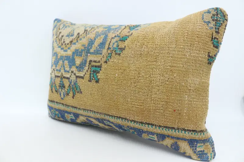 Home Decor Pillow, Cushion Cover, Ethnical Kilim Rug Pillow, 16x24 Blue Pillow Case, Bolster Cushion, Kilim Rug Pillow Sham, Antique Pillows - 4