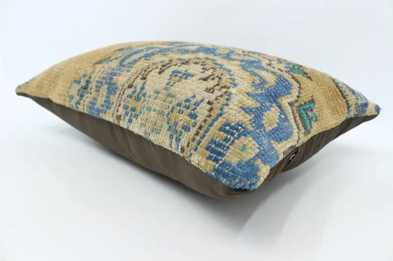 Home Decor Pillow, Cushion Cover, Ethnical Kilim Rug Pillow, 16x24 Blue Pillow Case, Bolster Cushion, Kilim Rug Pillow Sham, Antique Pillows - 6