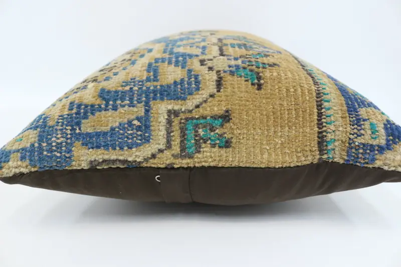 Home Decor Pillow, Cushion Cover, Ethnical Kilim Rug Pillow, 16x24 Blue Pillow Case, Bolster Cushion, Kilim Rug Pillow Sham, Antique Pillows - 5