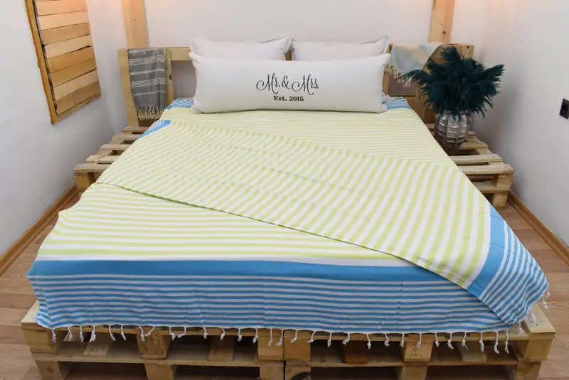 Woven Throw Blanket, Decorative Blanket, 84x64 Cotton Striped Towel, Aesthetic Blanket, Housewarming Gift, Turkish Tablecloth, Welcome Wedding Gift - 7