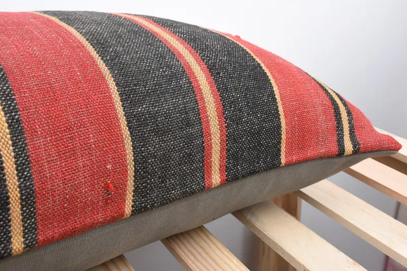 Kilim Cushion Sham, Pillow for Sofa, Boho Throw Cushion Case, Pillow Sham, Kilim Pillow Cover, 16x48 Red Cushion Case, Handwoven Pillow - 7