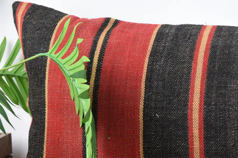 Kilim Cushion Sham, Pillow for Sofa, Boho Throw Cushion Case, Pillow Sham, Kilim Pillow Cover, 16x48 Red Cushion Case, Handwoven Pillow - 2