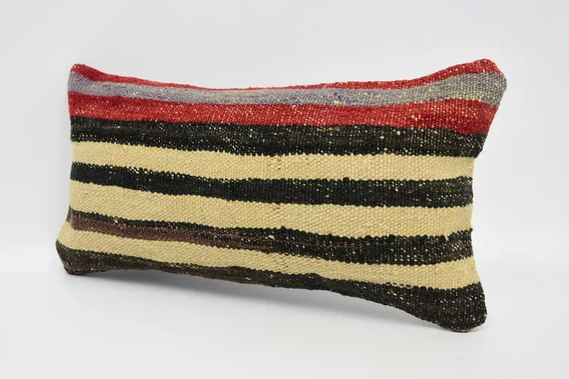 Pillow Sham, 8x16 Beige Cushion Case, Gift Pillow, Authentic Cushion, Ethnical Kilim Rug Pillow, Car Cushion Case, Handmade Kilim Cushion - 4