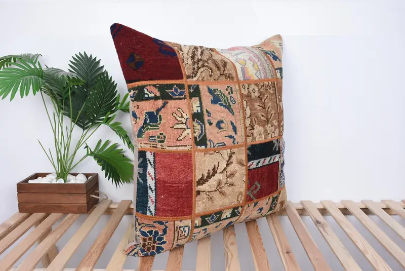 Decorative Throw Pillow, Customized Cushion, Kilim Pillow Cover, Pillow Case, 32x32 Brown Cushion, Turkish Pillow, Turkish Kilim Pillow - 4