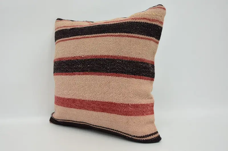 Boho Chic Pillow Cover, Vintage Kilim Pillow, 18x18 Beige Pillow, Lounge Throw Pillow Sham, Turkish Pillow, Boho Pillow, Pillow Case - 4