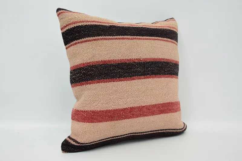 Boho Chic Pillow Cover, Vintage Kilim Pillow, 18x18 Beige Pillow, Lounge Throw Pillow Sham, Turkish Pillow, Boho Pillow, Pillow Case - 3