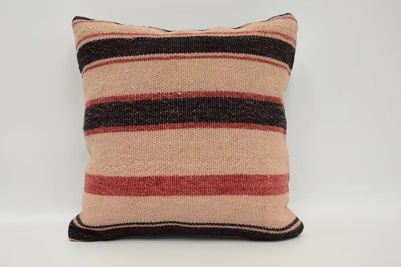 Boho Chic Pillow Cover, Vintage Kilim Pillow, 18x18 Beige Pillow, Lounge Throw Pillow Sham, Turkish Pillow, Boho Pillow, Pillow Case - 1