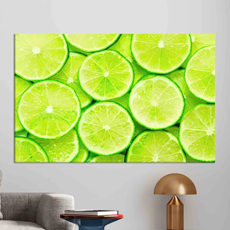 Moderno lienzo de frutas de verano: elegante arte de cocina para amantes del limón