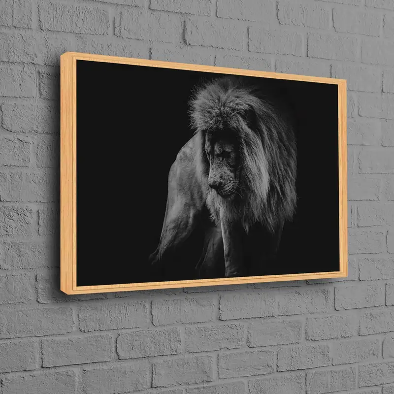 Elegante lienzo de retrato de león africano - Arte loft en blanco y negro