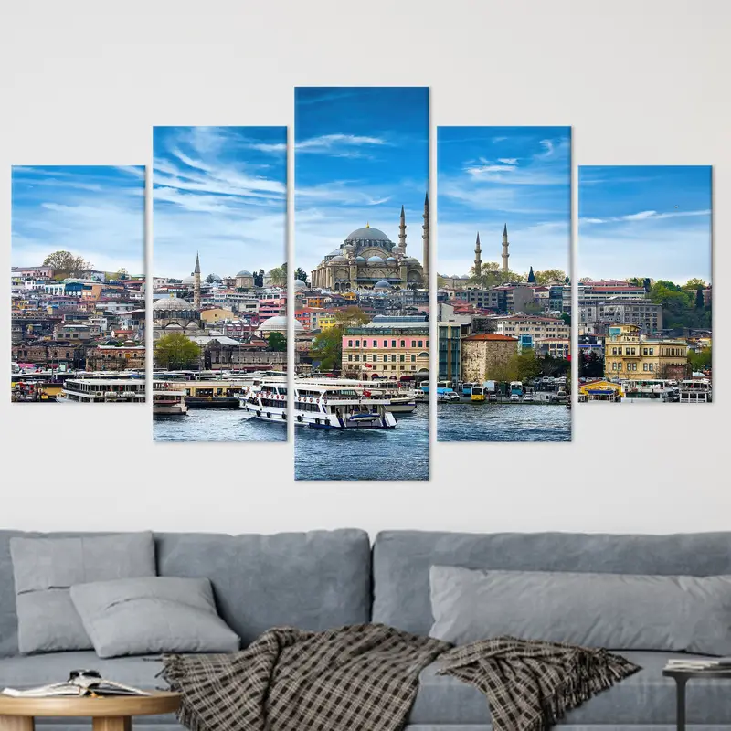 İstanbul Deniz Manzarası Kanvas Tablo: Türk İslam Kanvas Tablo