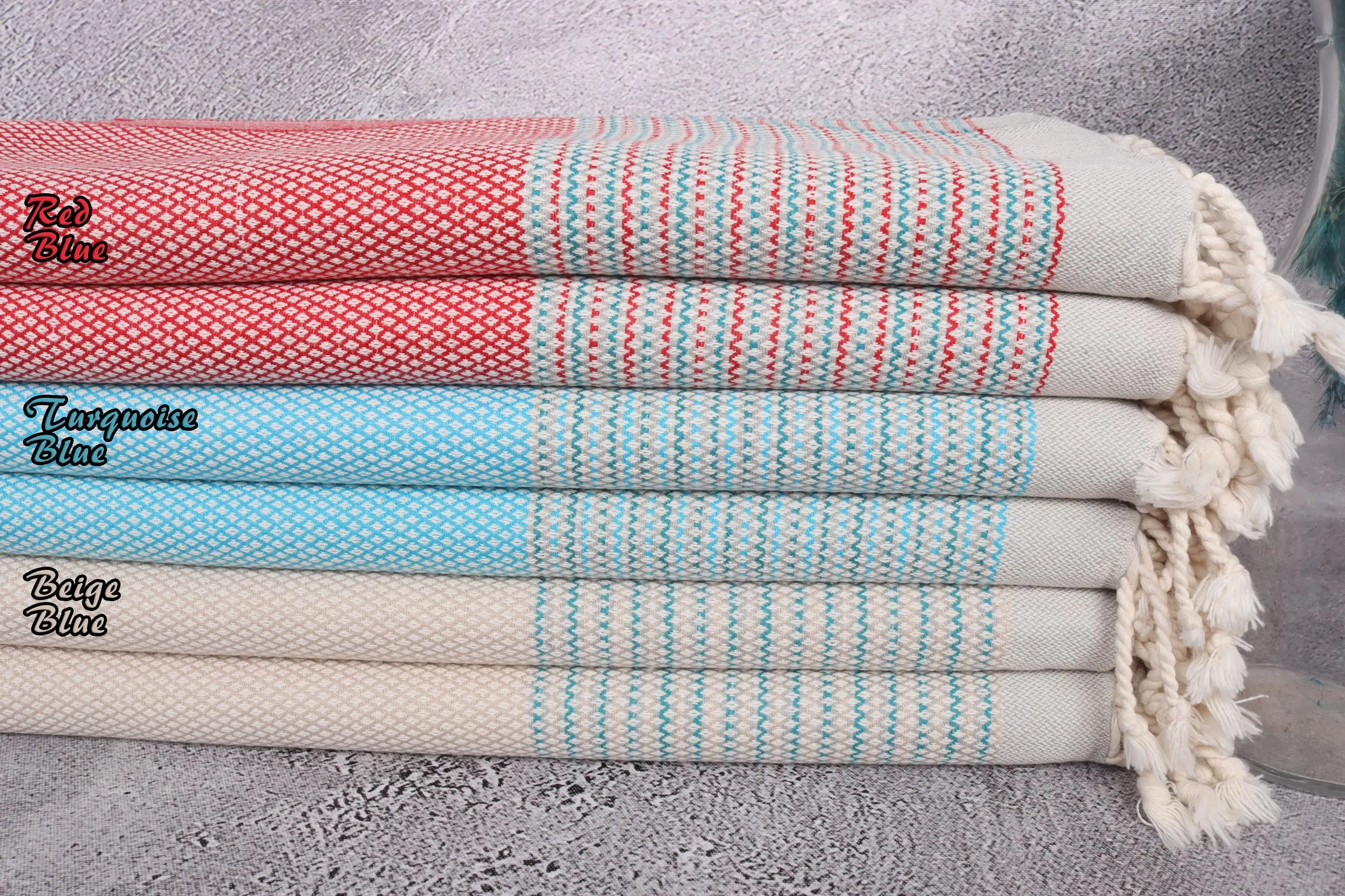 Bathroom Towels Striped Tea Towel, 20x36 Cotton Hand Towel, Gift - 1