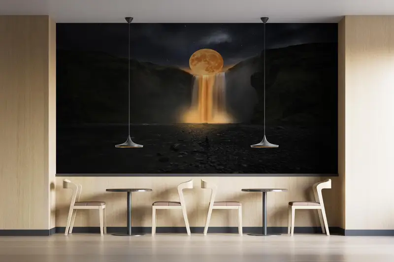 モダンなプリント壁紙: 満月、星空、自然の風景