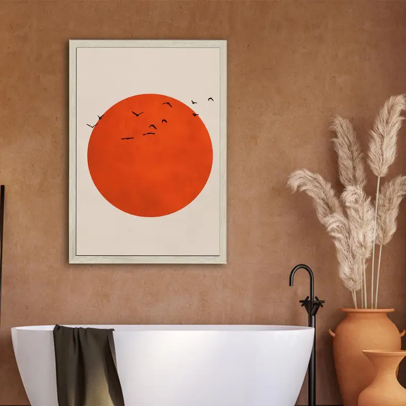 Elegant Boho Printed Glass: Trendy, Abstract, Bird-Inspired Design