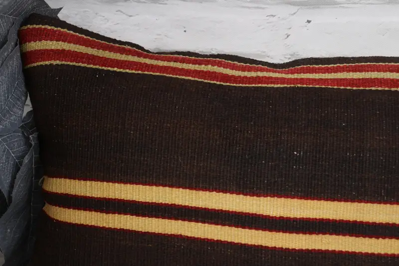 Pillow, Armchair Pillow Sham, Ethnical Kilim Rug Pillow, Vintage Kilim Pillow, Toss Pillow Sham, 12x20 Brown Cushion, Kilim Pillow Cover - 2