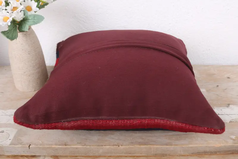 12x12 Red Cushion Case, Cushion Case, Kilim Pillow Cover, Office Chair Cushion Cover, Kilim Cushion Sham, Pillow for Sofa, Handwoven Pillow Sham - 7