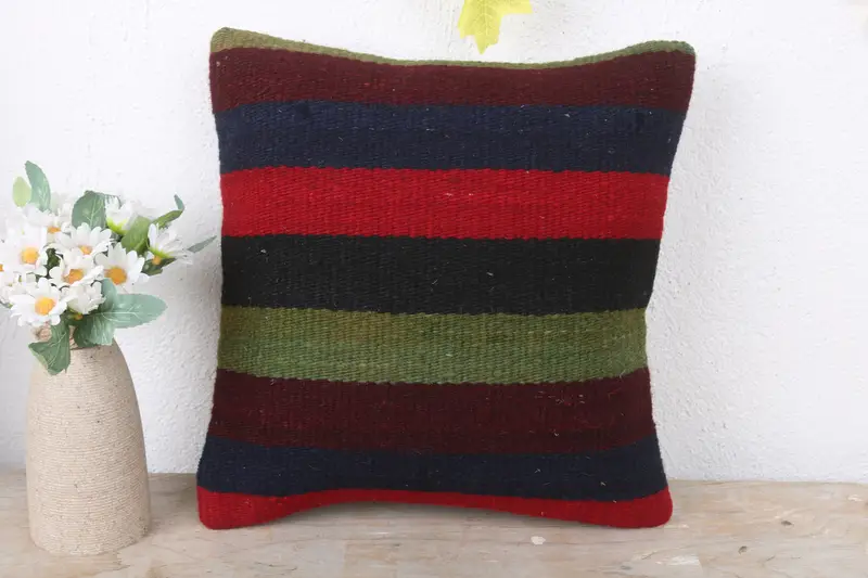 12x12 Red Cushion Case, Cushion Case, Kilim Pillow Cover, Office Chair Cushion Cover, Kilim Cushion Sham, Pillow for Sofa, Handwoven Pillow Sham - 2