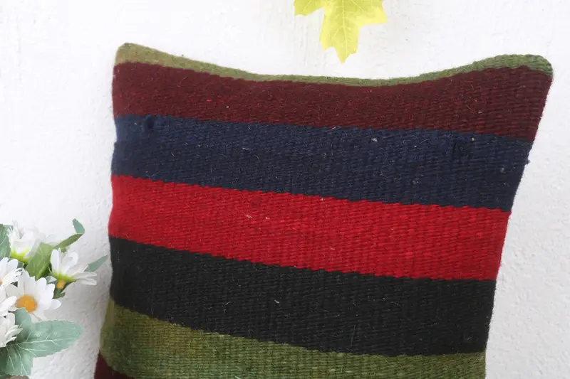 12x12 Red Cushion Case, Cushion Case, Kilim Pillow Cover, Office Chair Cushion Cover, Kilim Cushion Sham, Pillow for Sofa, Handwoven Pillow Sham - 5
