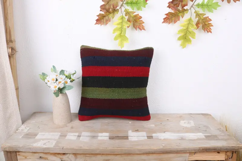 12x12 Red Cushion Case, Cushion Case, Kilim Pillow Cover, Office Chair Cushion Cover, Kilim Cushion Sham, Pillow for Sofa, Handwoven Pillow Sham - 1