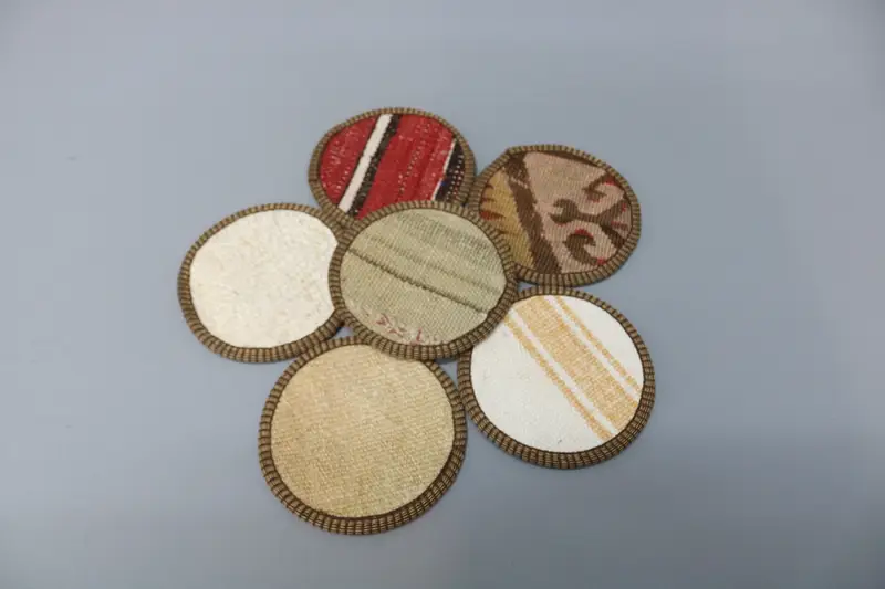 Kırmızı Beyaz Çizgili Bardak Altlığı, Benzersiz Kilim Bardak Altlığı