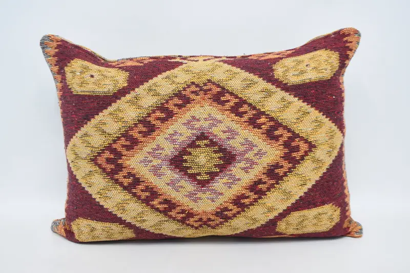 Turkish Beige Handwoven Cushion Case, Geometric Moroccan 20x28 inch Pillow - 1