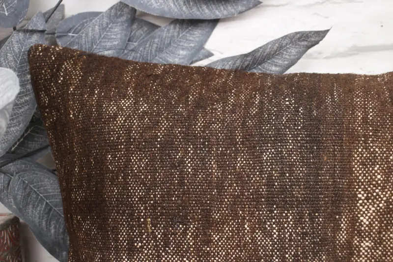 12x24 Brown Pillow Sham, Muted Cushion, Turkish Pillow, Vintage Kilim Pillow, Knitted Cushion, Kilim Cushion Sham, Pillow Case - 2