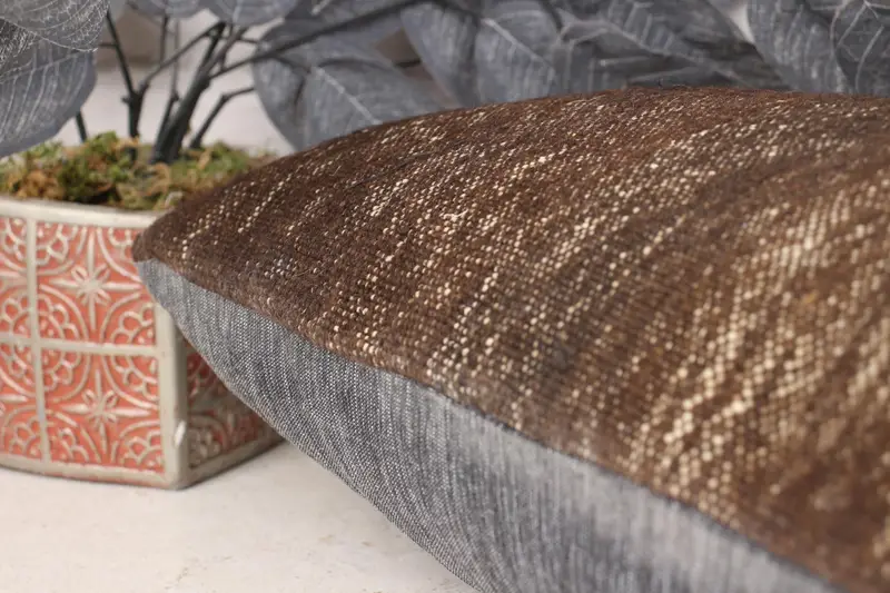 12x24 Brown Pillow Sham, Muted Cushion, Turkish Pillow, Vintage Kilim Pillow, Knitted Cushion, Kilim Cushion Sham, Pillow Case - 7