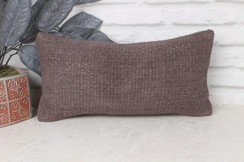 Nautical Throw Cushion Case, Custom Pillow, Turkish Pillow, 8x16 Brown Pillow Case, Antique Pillows, Neutral Pillow Case, Vintage Pillow, Cushion - 1