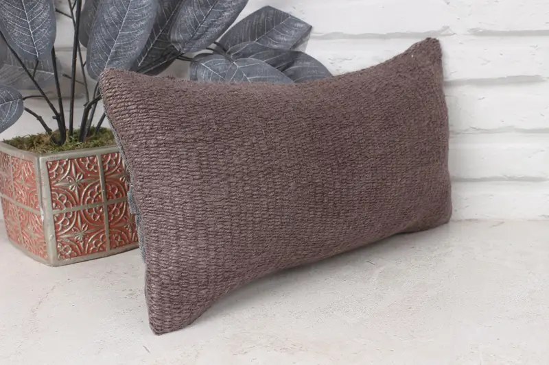 Nautical Throw Cushion Case, Custom Pillow, Turkish Pillow, 8x16 Brown Pillow Case, Antique Pillows, Neutral Pillow Case, Vintage Pillow, Cushion - 4