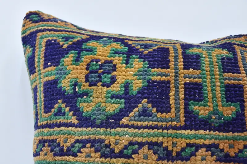 Vintage Kilim Throw Pillow, Boho Pillow, Bohemian Cushion Pillow Cover, 20x20 Blue Pillow Case, Cushion Case, Boho Pillow Sham Cover - 2