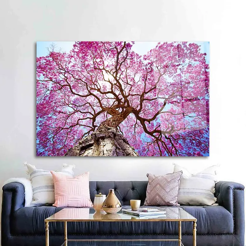 エレガントなプリントガラス：紅葉のある自然の風景