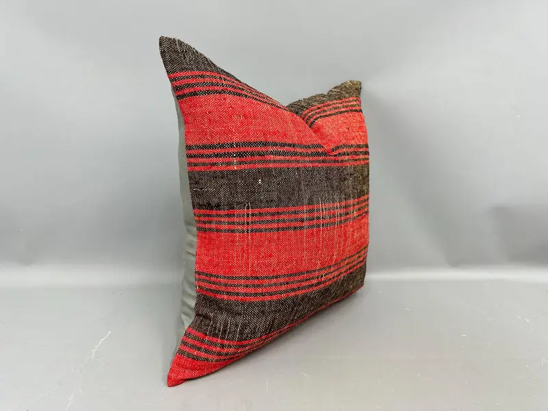 Cushion, Kilim Pillow Cover, Pillow for Sofa, Vintage Kilim Pillow, 20x20 Red Pillow Cover, Traditional Pillow Sham, Neutral Throw Cushion Cover - 2
