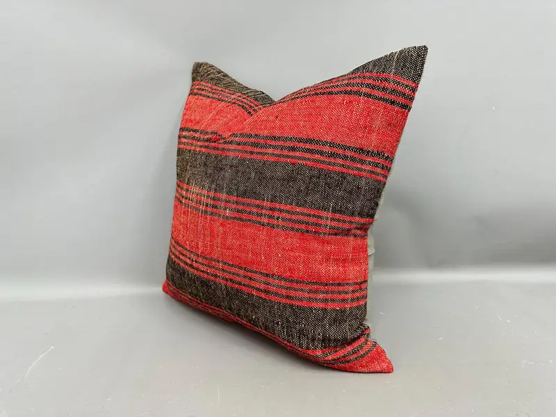 Cushion, Kilim Pillow Cover, Pillow for Sofa, Vintage Kilim Pillow, 20x20 Red Pillow Cover, Traditional Pillow Sham, Neutral Throw Cushion Cover - 3