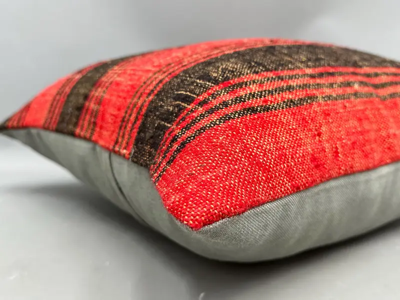 Cushion, Kilim Pillow Cover, Pillow for Sofa, Vintage Kilim Pillow, 20x20 Red Pillow Cover, Traditional Pillow Sham, Neutral Throw Cushion Cover - 6