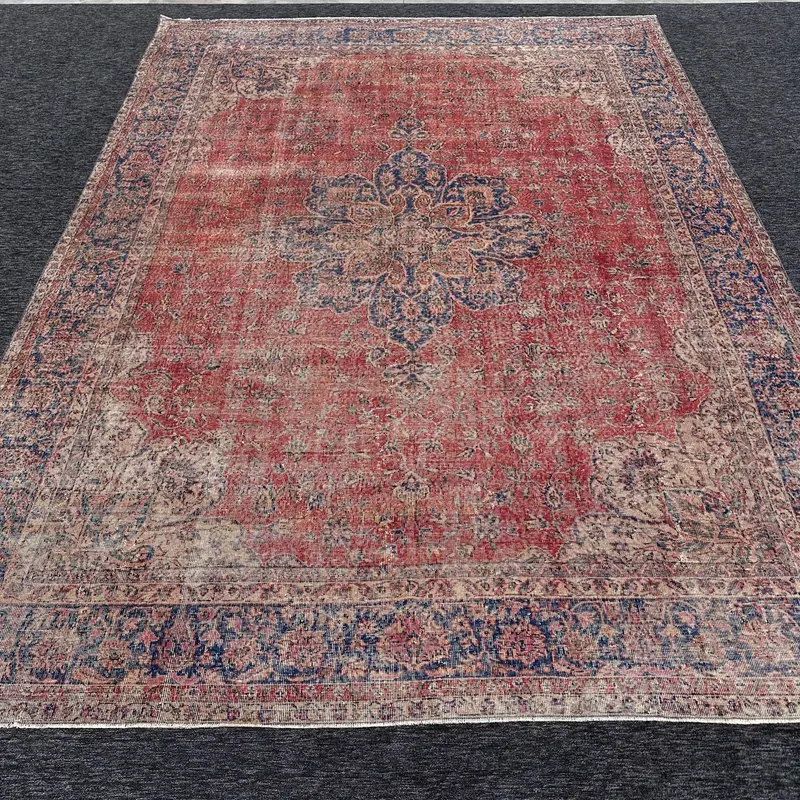 レッド & ブルー イカット ラグ、0.7x11.6 フィート シックな装飾