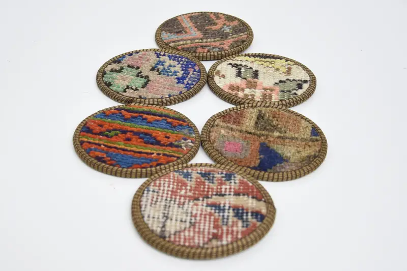 Böhmische runde Untersetzer, orange und rote Untersetzer